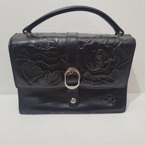 Patricia Nash Amara Top Handle Leather purse handbag black no crossbody strap